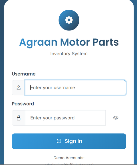 Agraan Motor Parts Inventory System